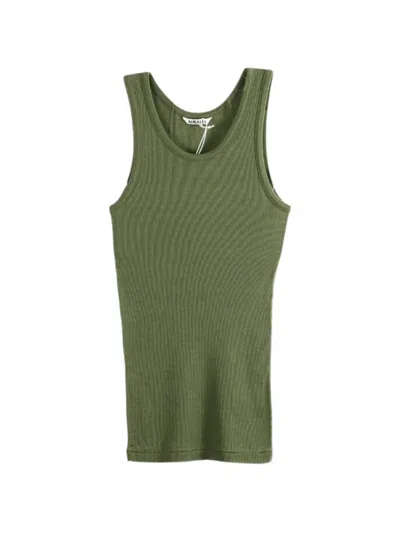 Auralee Ribbed-knit Tank Top In Green