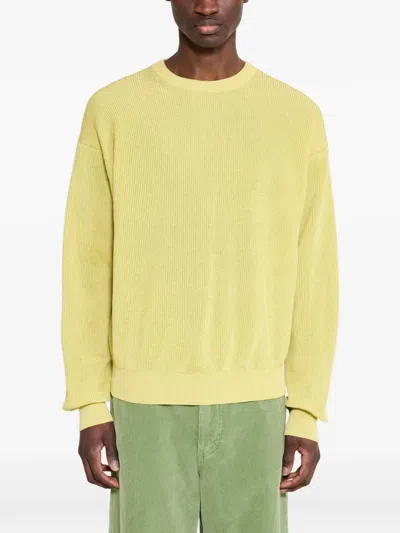 Auralee Rib-knit Cotton Sweater In Yellow