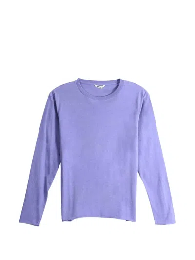 Auralee Rolled-edge Long-sleeve T-shirt In Purple
