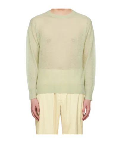 Auralee Green Sheer Sweater In Nude
