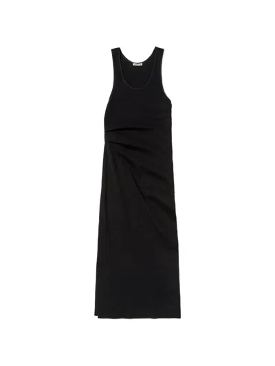 Auralee Ruched Knit Dress In Black