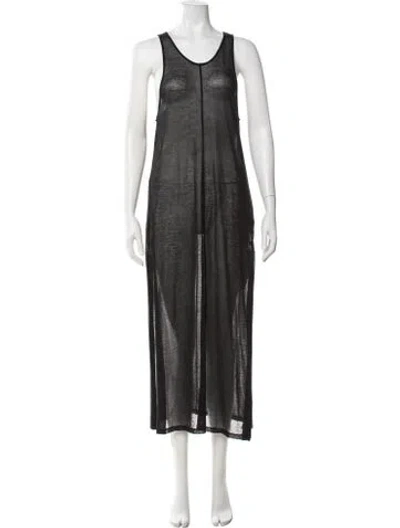 Pre-owned Auralee Scoop Neck Long Dress In Grey