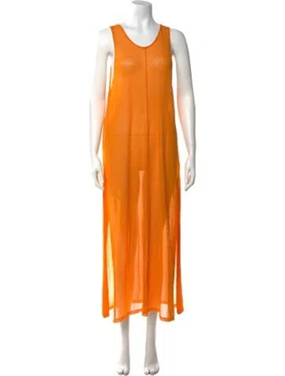 Pre-owned Auralee Scoop Neck Long Dress In Orange