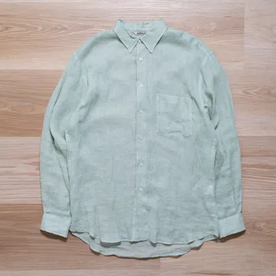 Pre-owned Auralee See Through Linen Shirt In Green