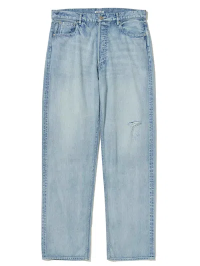 Auralee Selvedge Faded Jeans In Blue
