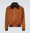 Auralee Shearling-trimmed Suede Aviator Jacket In Brown