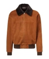 Auralee Shearling-trimmed Suede Aviator Jacket In Brown