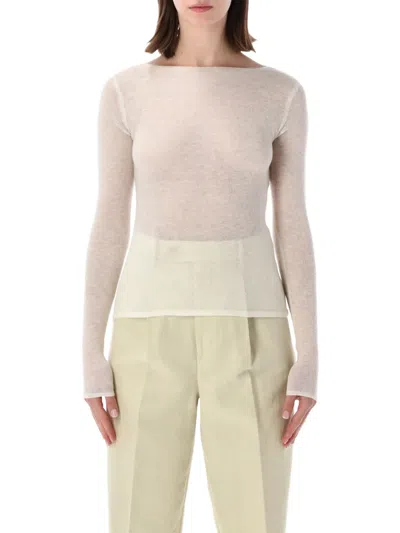 Auralee Sheer Cashmere Sweater In Neutral