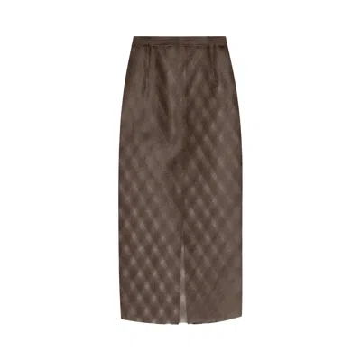 Pre-owned Auralee Sheer Silk Cotton Cut Jacquard Pencil Skirt 'dark Brown' | Women's Size 3