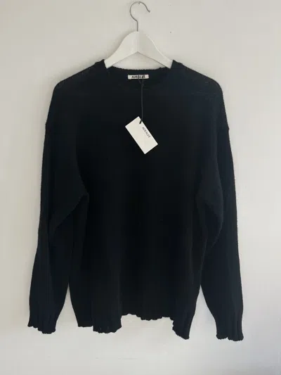 Pre-owned Auralee Shetland Wool Cashmere Knit P/o In Black