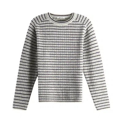 Pre-owned Auralee Shetland Wool Cashmere Rib Knit Pullover 'lime Purple Stripe' | Men's Size 4