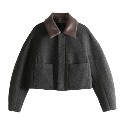 Pre-owned Auralee Shetland Wool Double Cloth Blouson Jacket 'dark Charcoal' | Brown | Women's Size 2