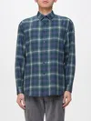 Auralee Lightweight Wool Plaid Long Sleeve Shirt In Blue