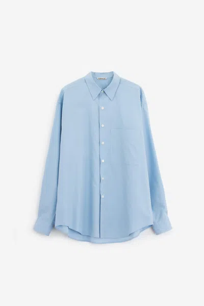 Auralee Finx Cotton Buttoned Shirt In Clear Blue