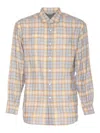 Auralee Long Sleeve Check Pattern Wool Shirt In Brown