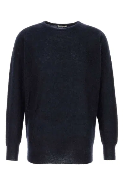 Auralee Navy Blue Alpaca Blend Sweater Men In Black