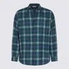 Auralee Checked Long Sleeve Button-down Shirt In Blue