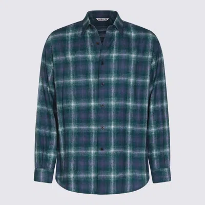AURALEE SHIRTS FOREST GREEN X NAVY