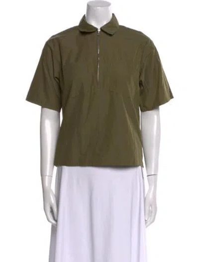 Pre-owned Auralee Short Sleeve Polo In Green