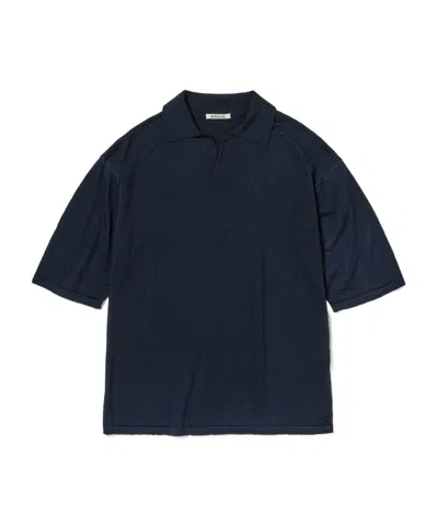 Auralee Short-sleeved Wool Polo Shirt In Black