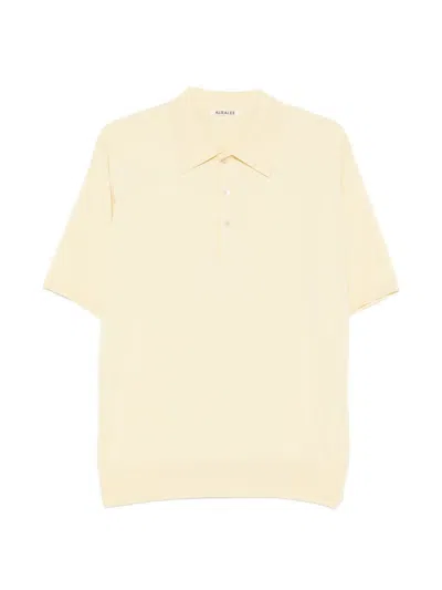 Auralee Yellow Shirt Collar Polo