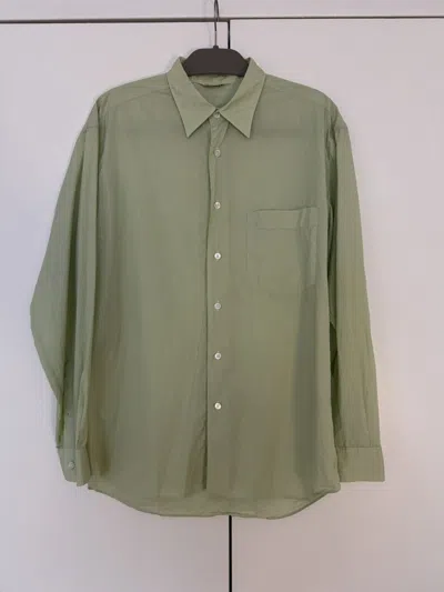Pre-owned Auralee Silk Blend Shirt Green Stripe