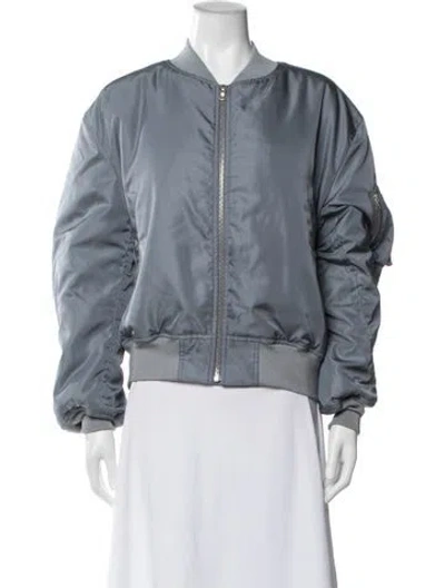 Pre-owned Auralee Silk Bomber Jacket W/ Tags In Blue