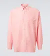 Auralee Collared Shirt With Front Pocket And Long Sleeves In Light Red Chambray
