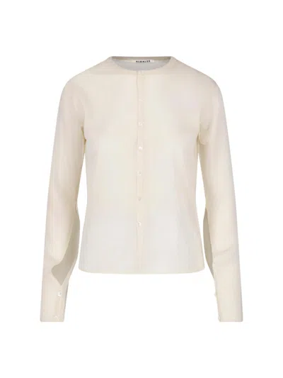Auralee Silk Button-front Cardigan In Cream
