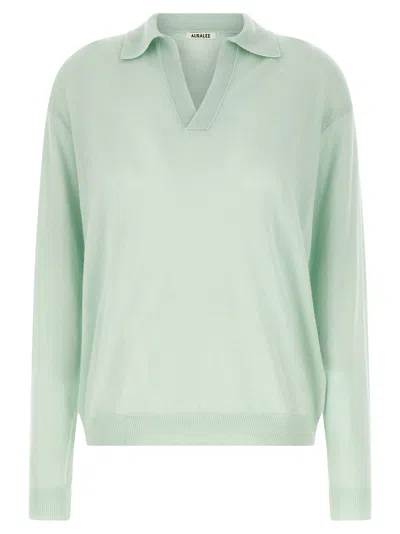 AURALEE SILK CASHMERE SWEATER SWEATERS AND CARDIGANS GREEN