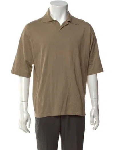 Pre-owned Auralee Silk Collar Polo Shirt In Neutrals