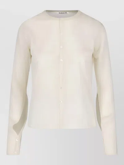 Auralee Silk Cardigan With Semi-transparent Design And Button Closure In Multi