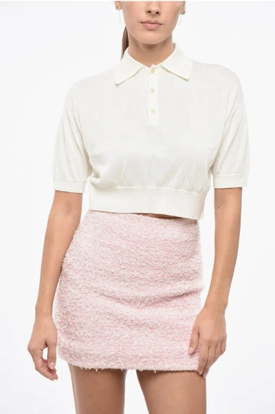 Auralee Silk Cropped Sweater With Polo Neck Grösse M In White