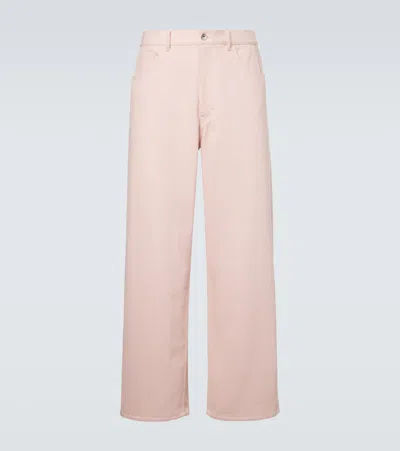 Auralee Silk Denim Wide-leg Pants In Pink