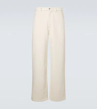 Auralee Silk Denim Wide-leg Pants In White