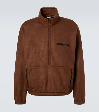 Auralee Silk Fleece Half-zip Sweater In Brown
