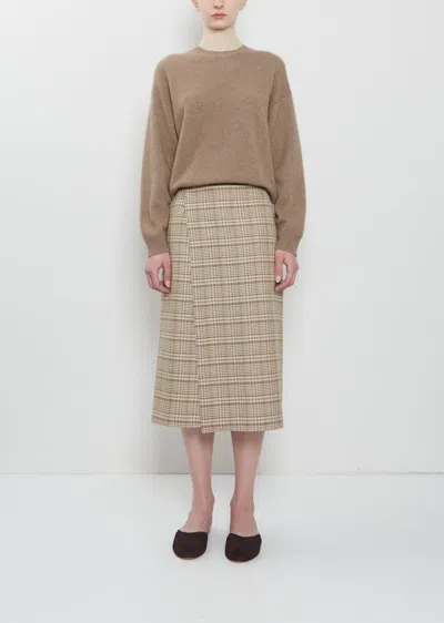 Auralee Silk Linen Nep Check Wrap Skirt In Neutral