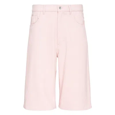 Auralee Silk Nep Denim Wide Shorts In Pink