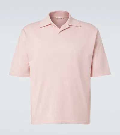 Auralee Silk Polo Shirt In Pink