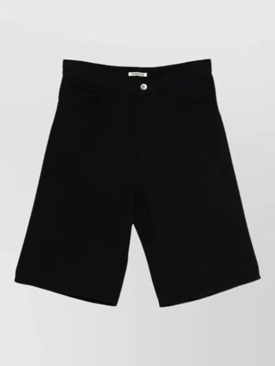 Auralee Silk Tailored Shorts Belt Loops Design In Black