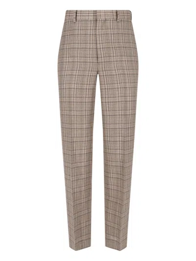Auralee Silk-linen Check Trousers For Men In Brown