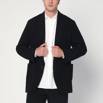 AURALEE AURALEE SINGLE-BREASTED BLACK JACKET IN COTTON AND WOOL