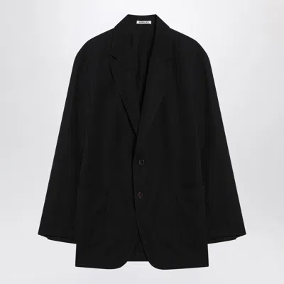 AURALEE AURALEE  SINGLE-BREASTED BLACK JACKET IN COTTON AND WOOL