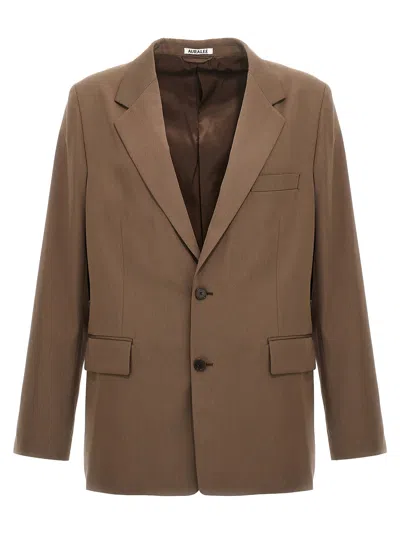 Auralee Single-breasted Wool Blazer In Brown