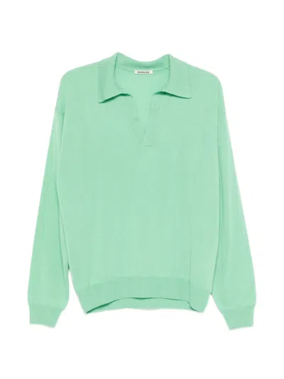 Auralee Skipper Polo Shirt In Green