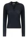 Auralee Skipper Polo Sweater In Black