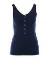 Auralee Button-front V-neck Top In Blue
