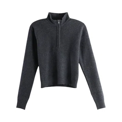 Pre-owned Auralee Smooth Fulled Wool Knit Half Zip Pullover 'charcoal' | Tan | Women's Size 1