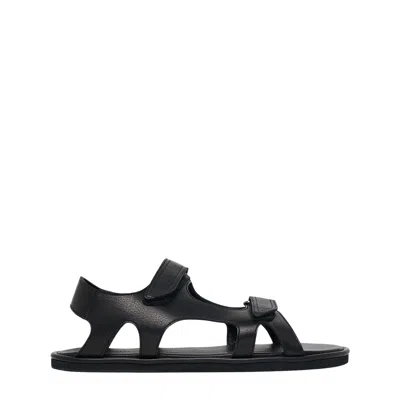 AURALEE SOFT LEATHER DOUBLE STRAP SANDALS