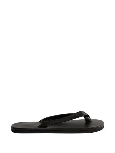 Auralee Leather Thong Sandals In Black